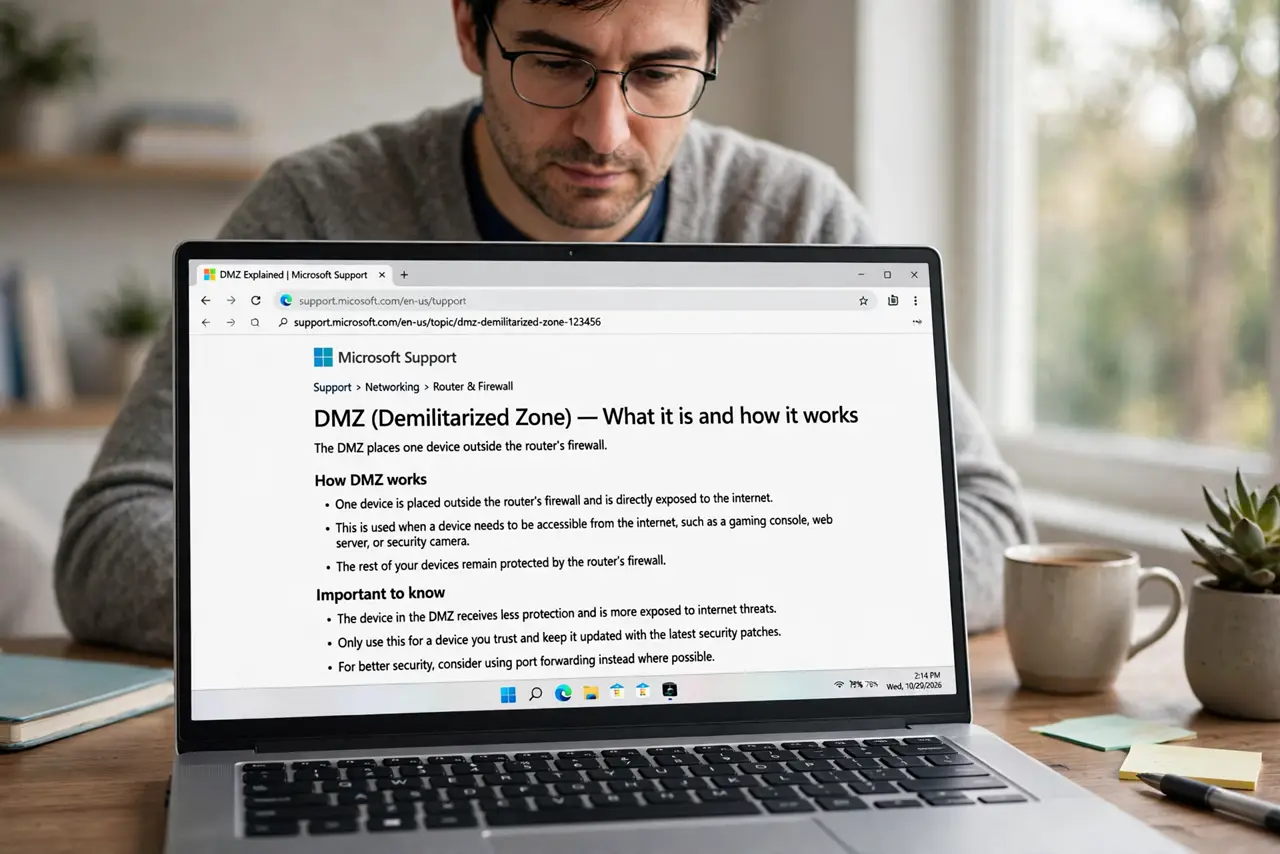 A person performing step 1: Understand what DMZ does.