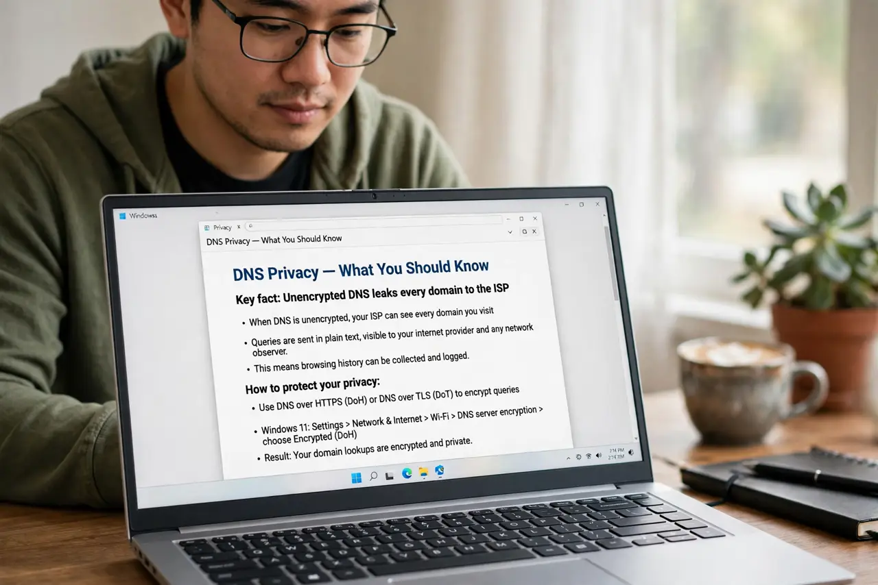 A person performing step 1: Understand what DNS leaks today.