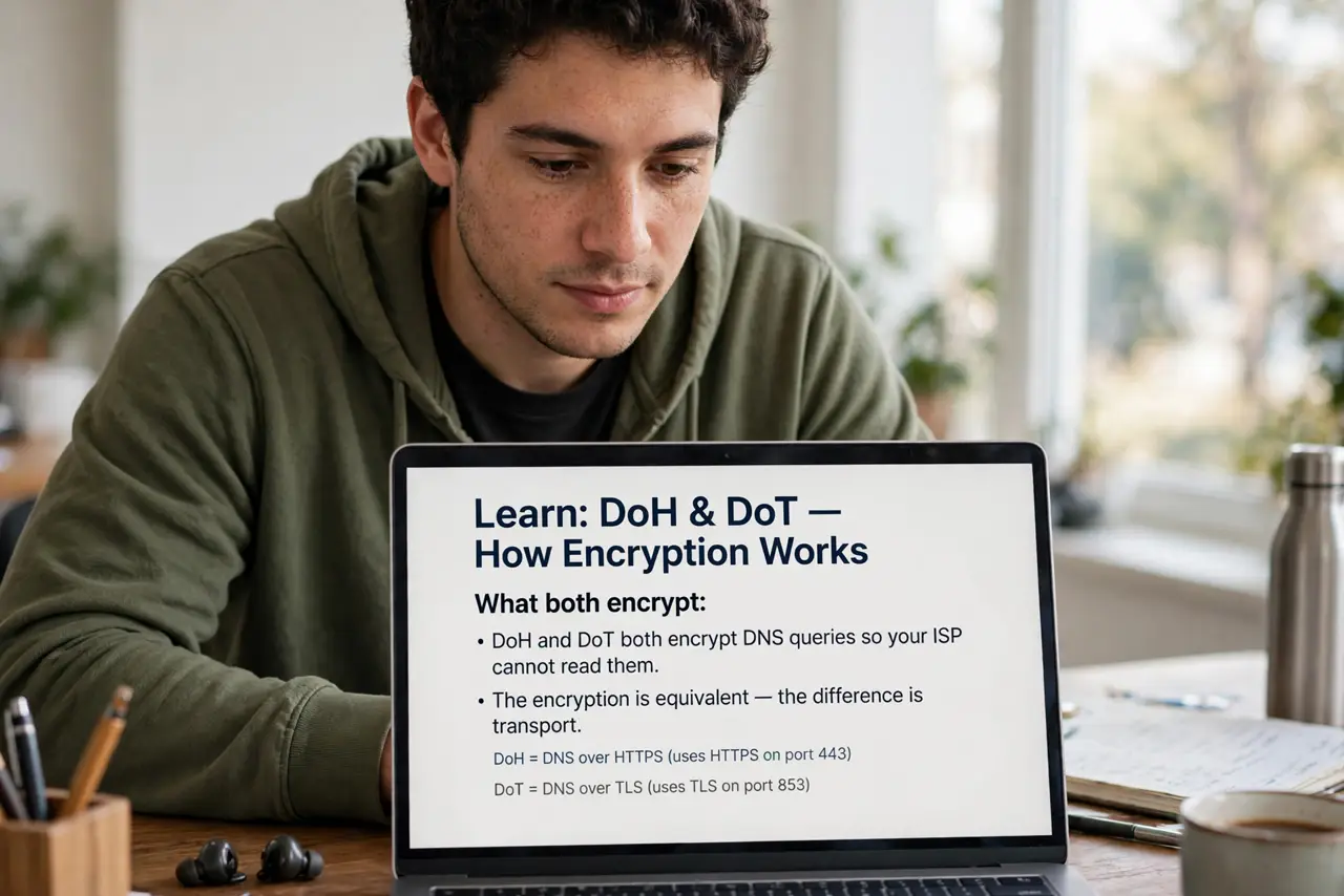 A person performing the first step of the guide: Learn what both encrypt.