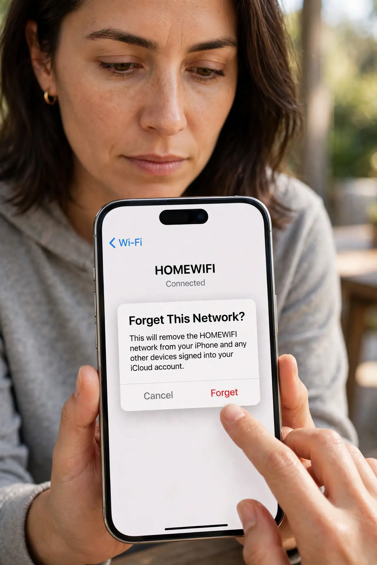Person performing step 1: Forget the network and start fresh. Forget the hotel network, then join it again and log in once. A fresh join clears a half-finished...