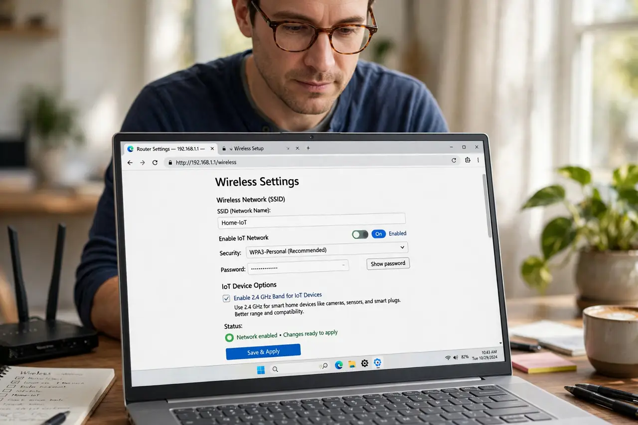A person performing step 1: Enable the guest or IoT network.