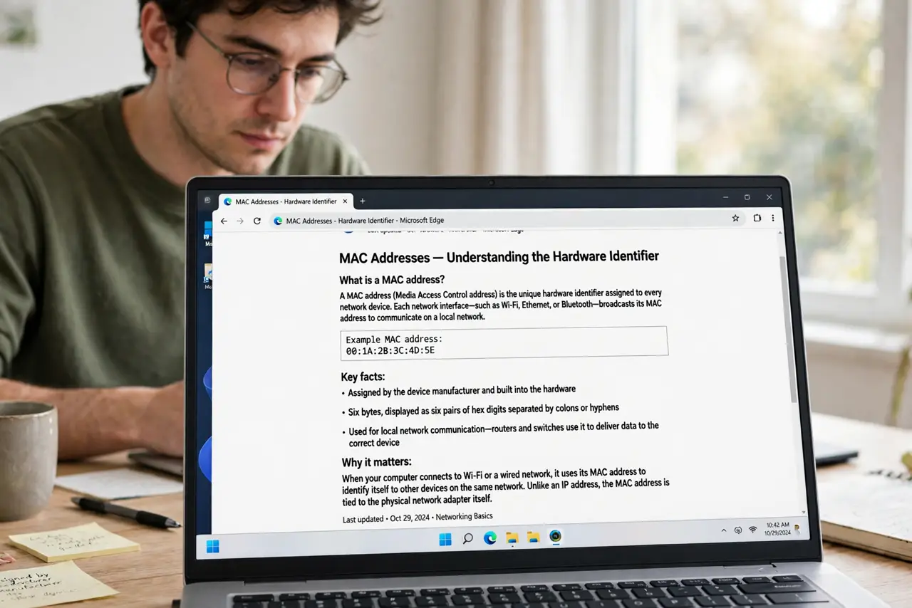 A person performing step 1: Understand what a MAC address is.