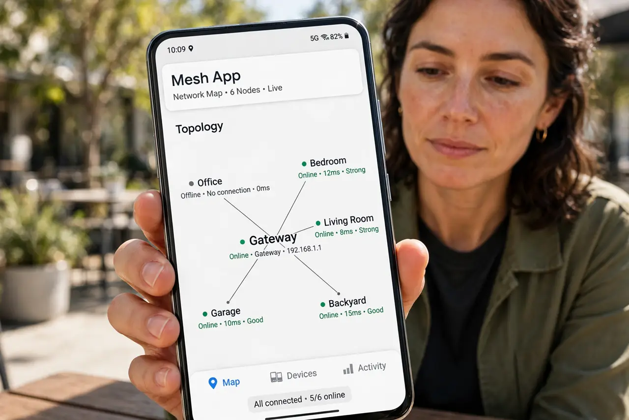 A person performing step 1: Check the app's network map.
