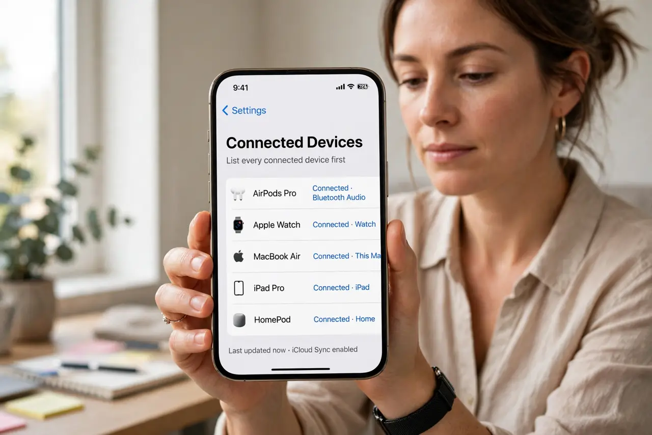 Step 1 in action for Changed Wi-Fi Password: List every connected device first.