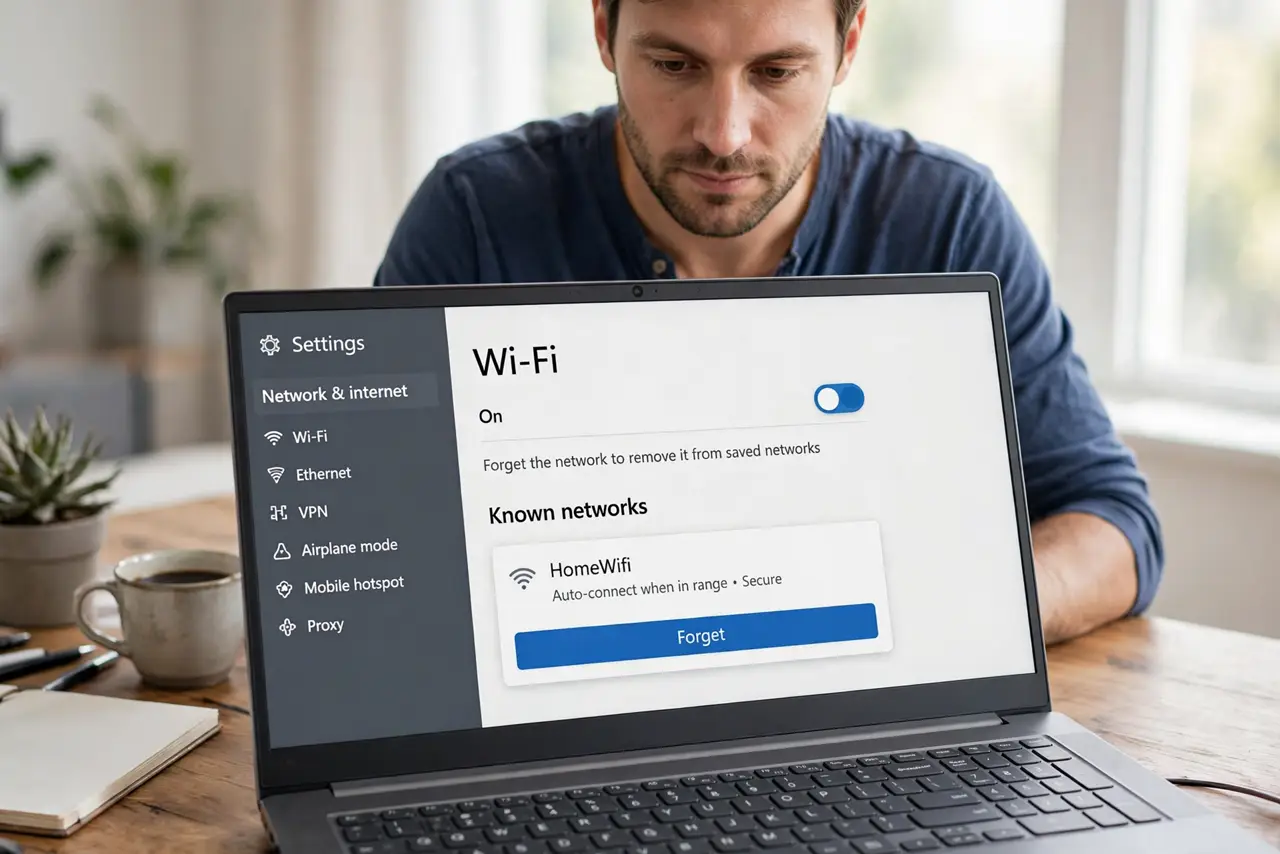 A person performing the first step: Forget the network.