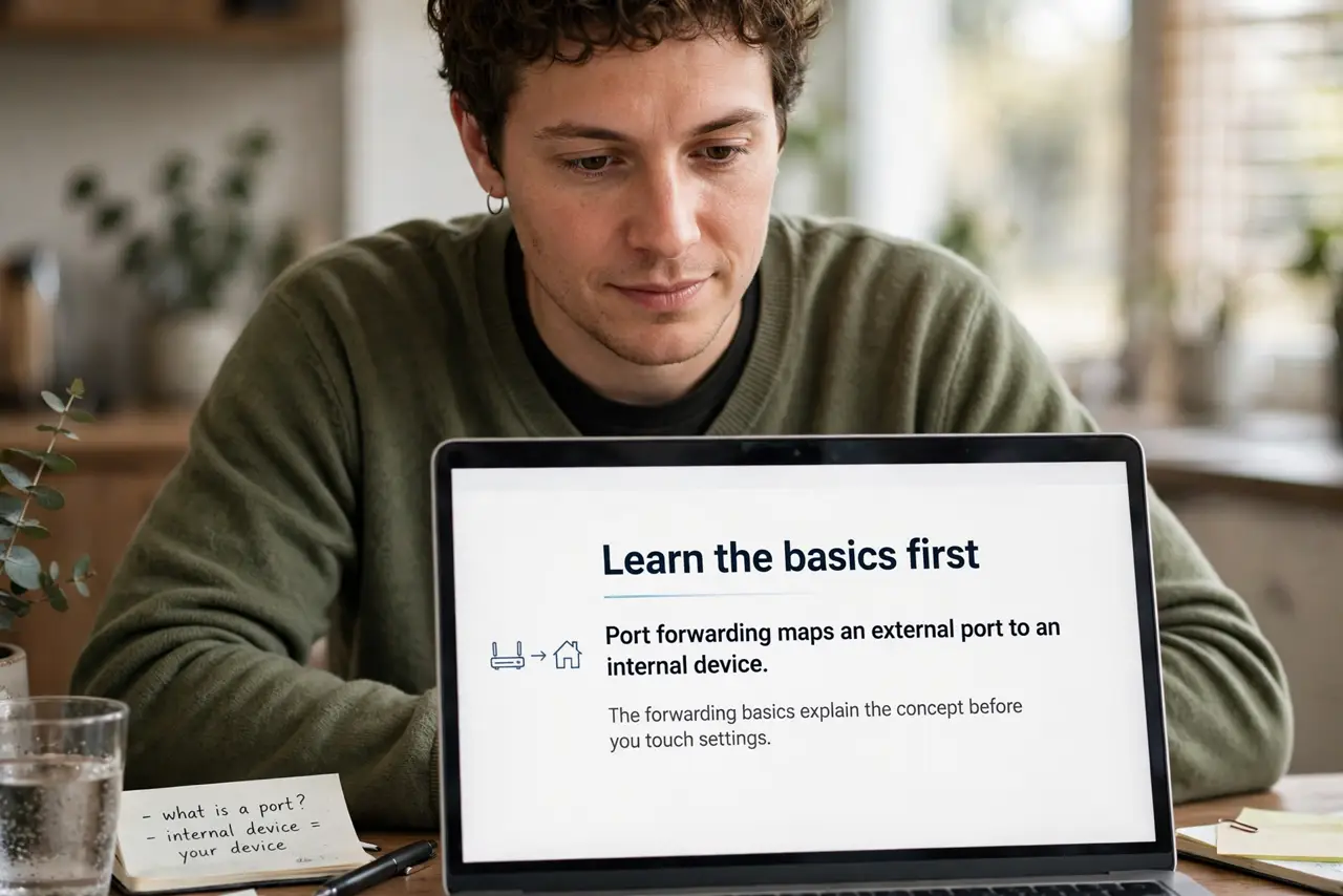 A person performing the first step of the guide: Learn the basics first.