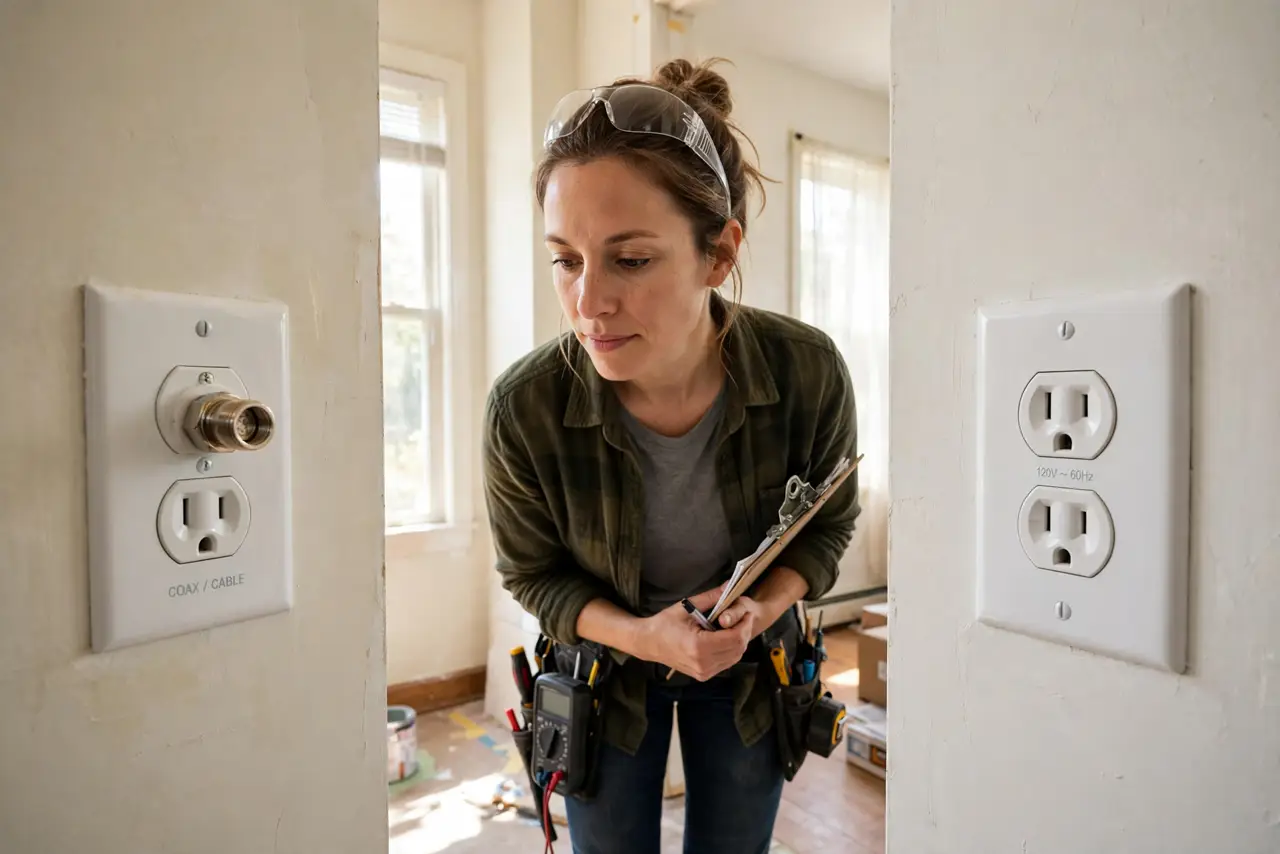 A person performing step 1: Check what wiring each room has.