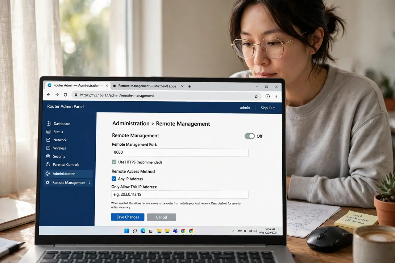 A person performing step 1: Find the remote management setting.