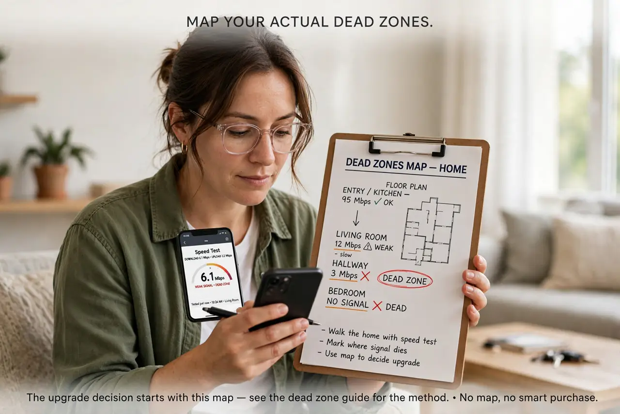 A person performing the first step of the guide: Map your actual dead zones.