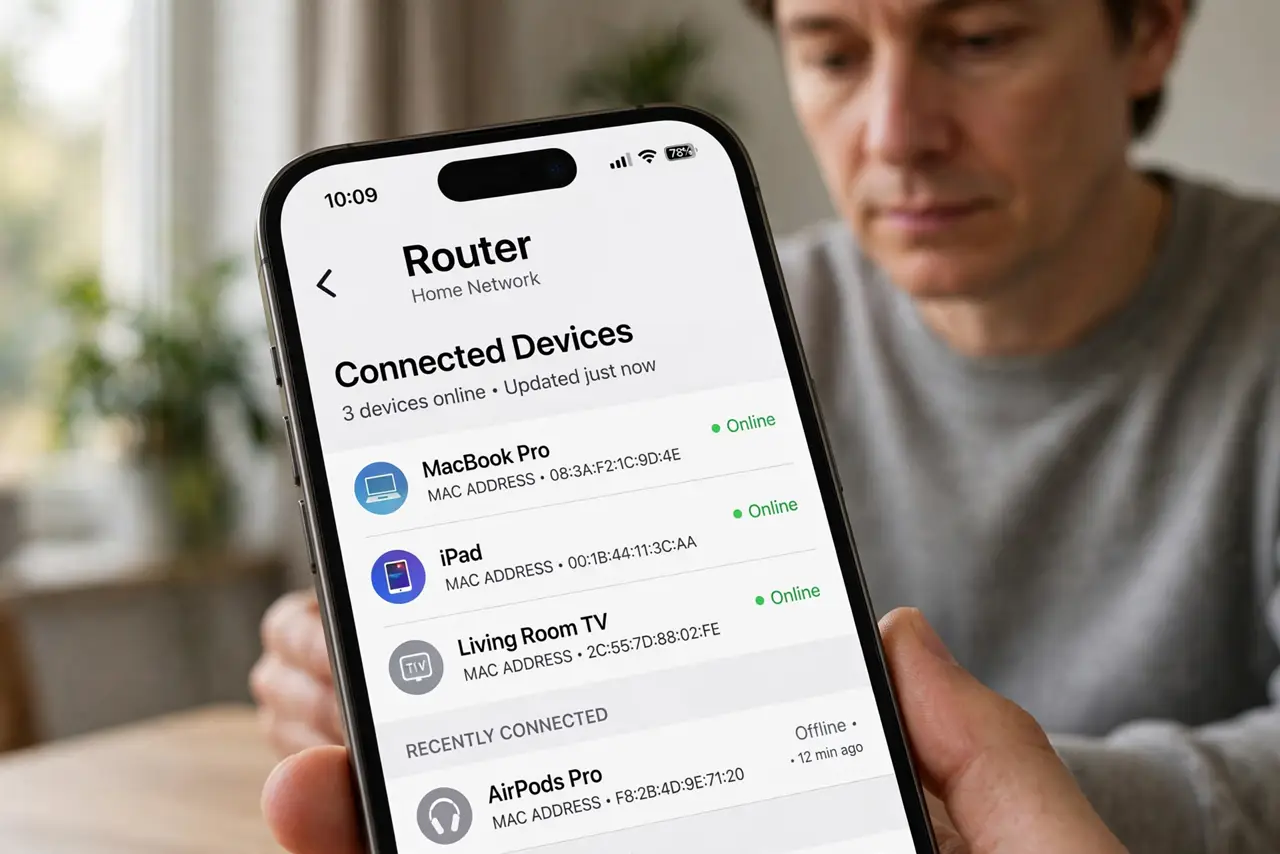 A person performing the first step of the guide: Open the device list.