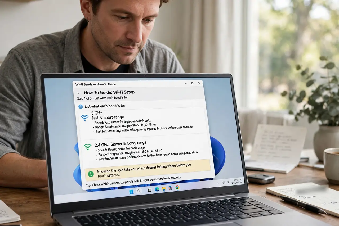 Should You Split 2.4 GHz and 5 GHz Wi-Fi? — step 1 being performed on the device.