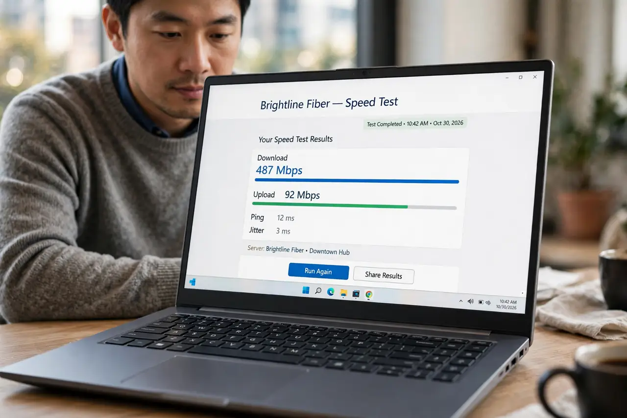 A person performing step 1: Start with your ISP's own test.