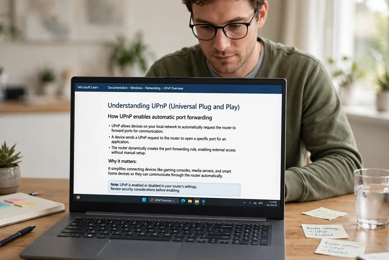 A person performing step 1: Understand what UPnP does.