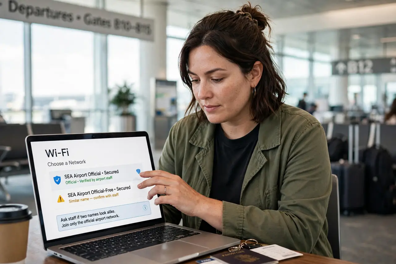 A person performing the first step of the guide: Join the real hotspot.