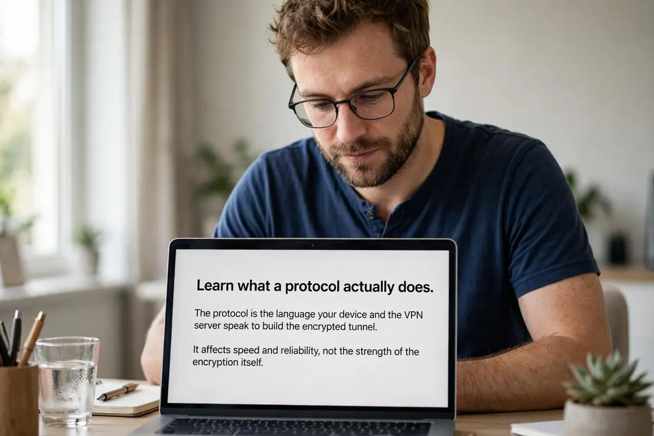 A person performing the first step of the guide: Learn what a protocol actually does.