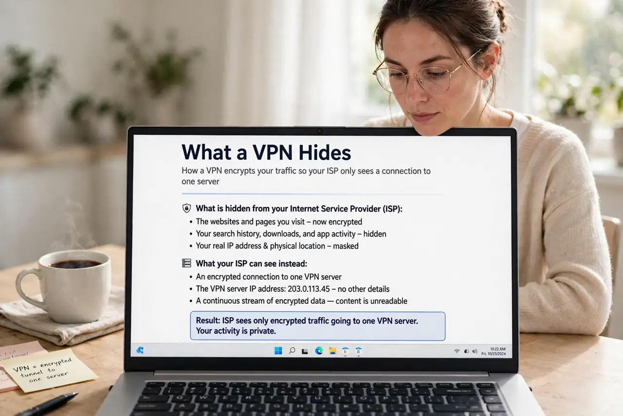A person performing step 1: Understand what a VPN hides.
