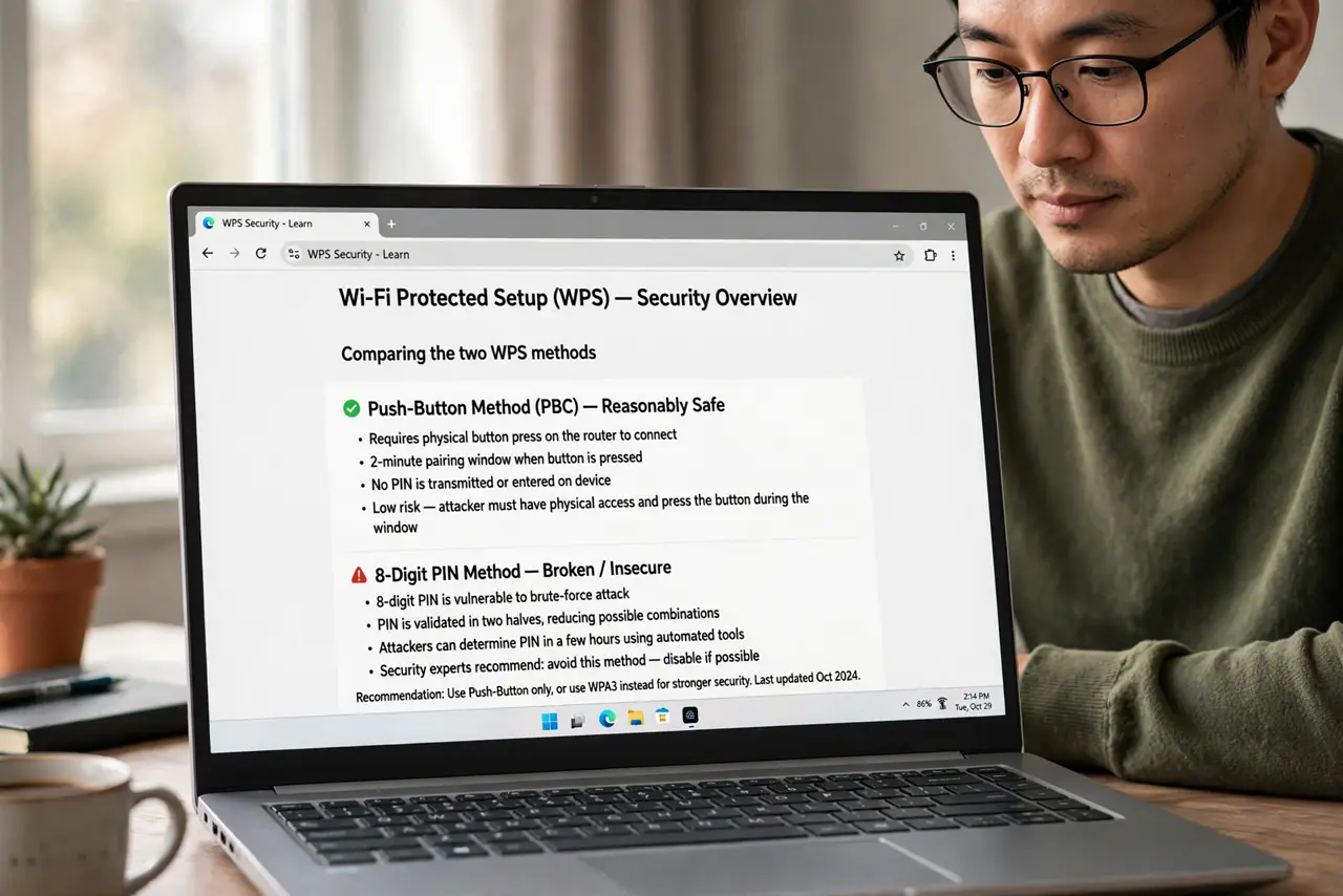 A person performing step 1: Understand the two WPS methods.