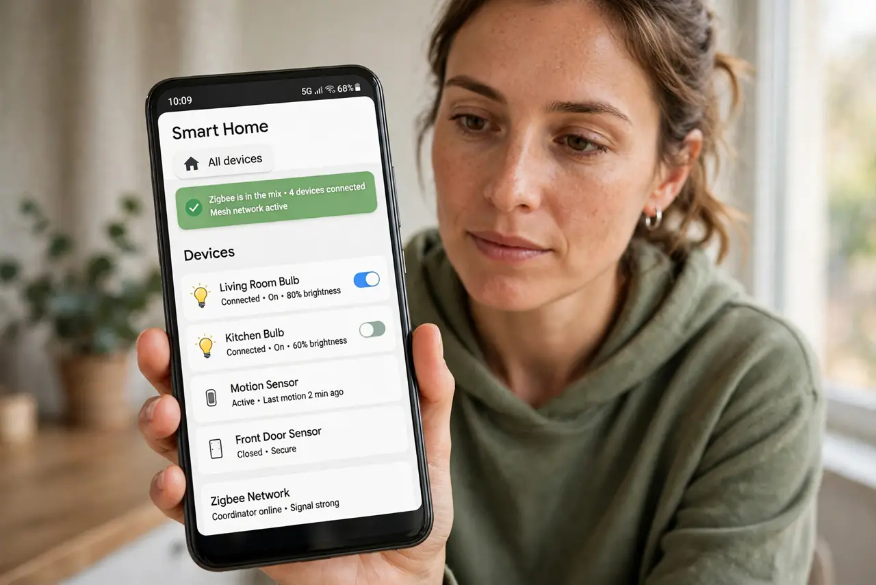 A person performing step 1: Confirm Zigbee is in the mix.