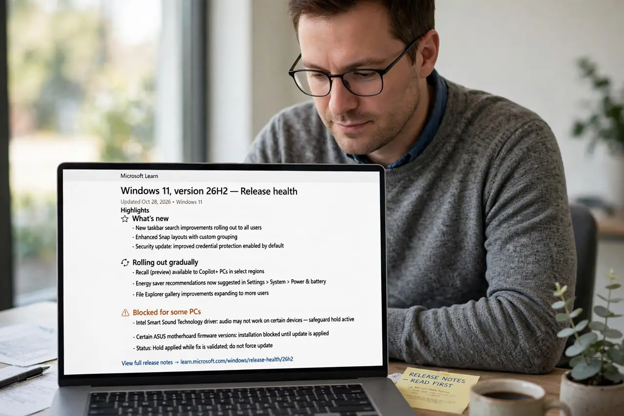 A person performing the first step of the guide: Read the official release notes first.