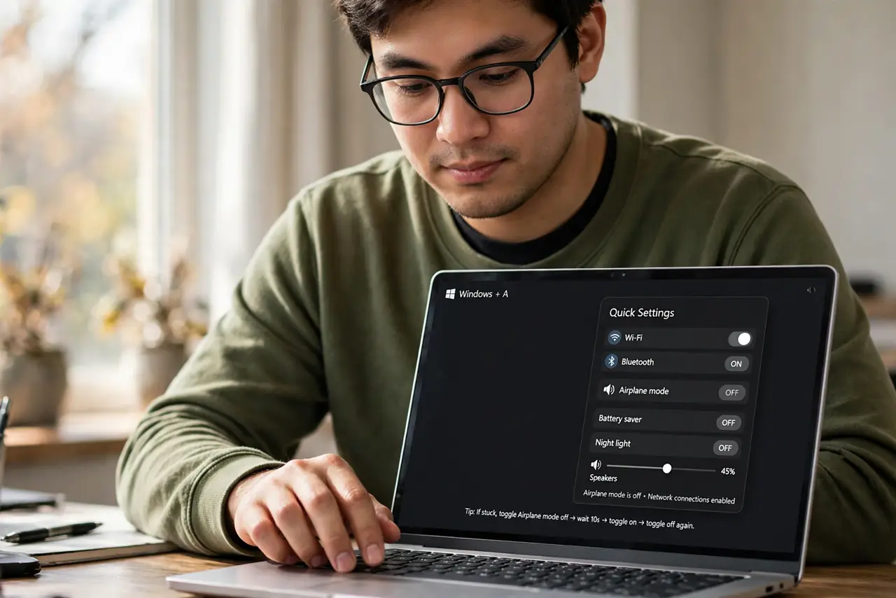 A person performing the first step of the guide: Toggle it twice.