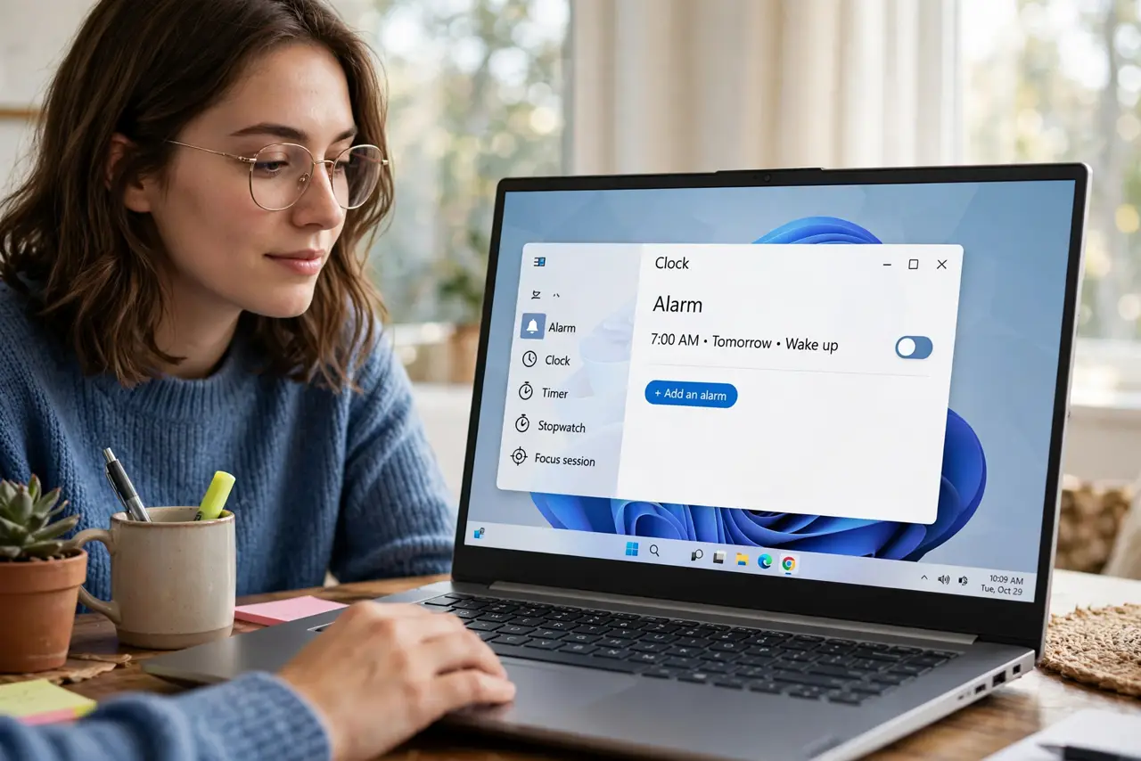 A person calmly performing the guide's first step: Open the Clock app.