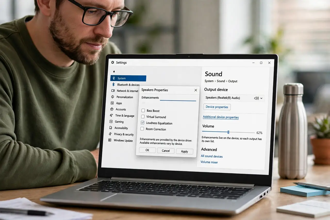 Audio Enhancements Distort Voices on Windows — step 1 being performed on the device.