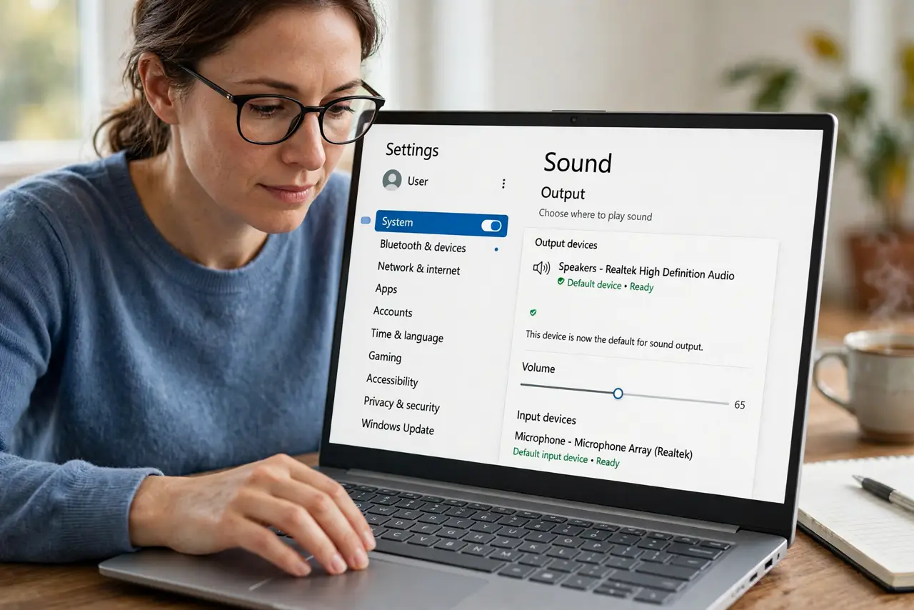 Audio Keeps Switching to the Monitor Speakers — step 1 being performed on the device.