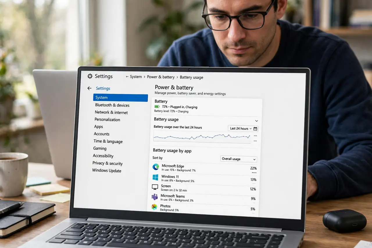 A person performing step 1: Find the hungry apps.