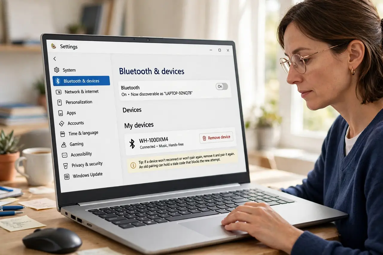 Bluetooth Pairing Code Never Matches? Fix It — step 1 being performed on the device.