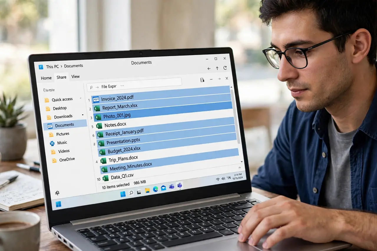 A person calmly performing the guide's first step: Select all the files.