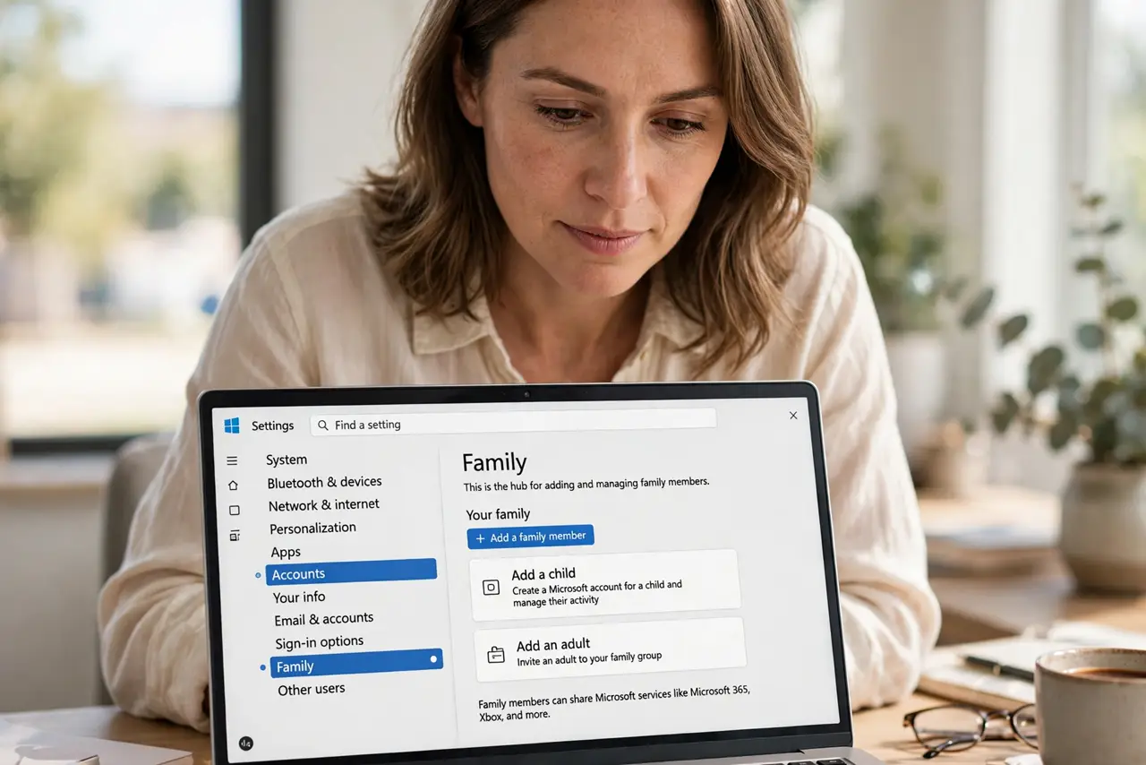 A person performing the first step of the guide: Open Family settings.