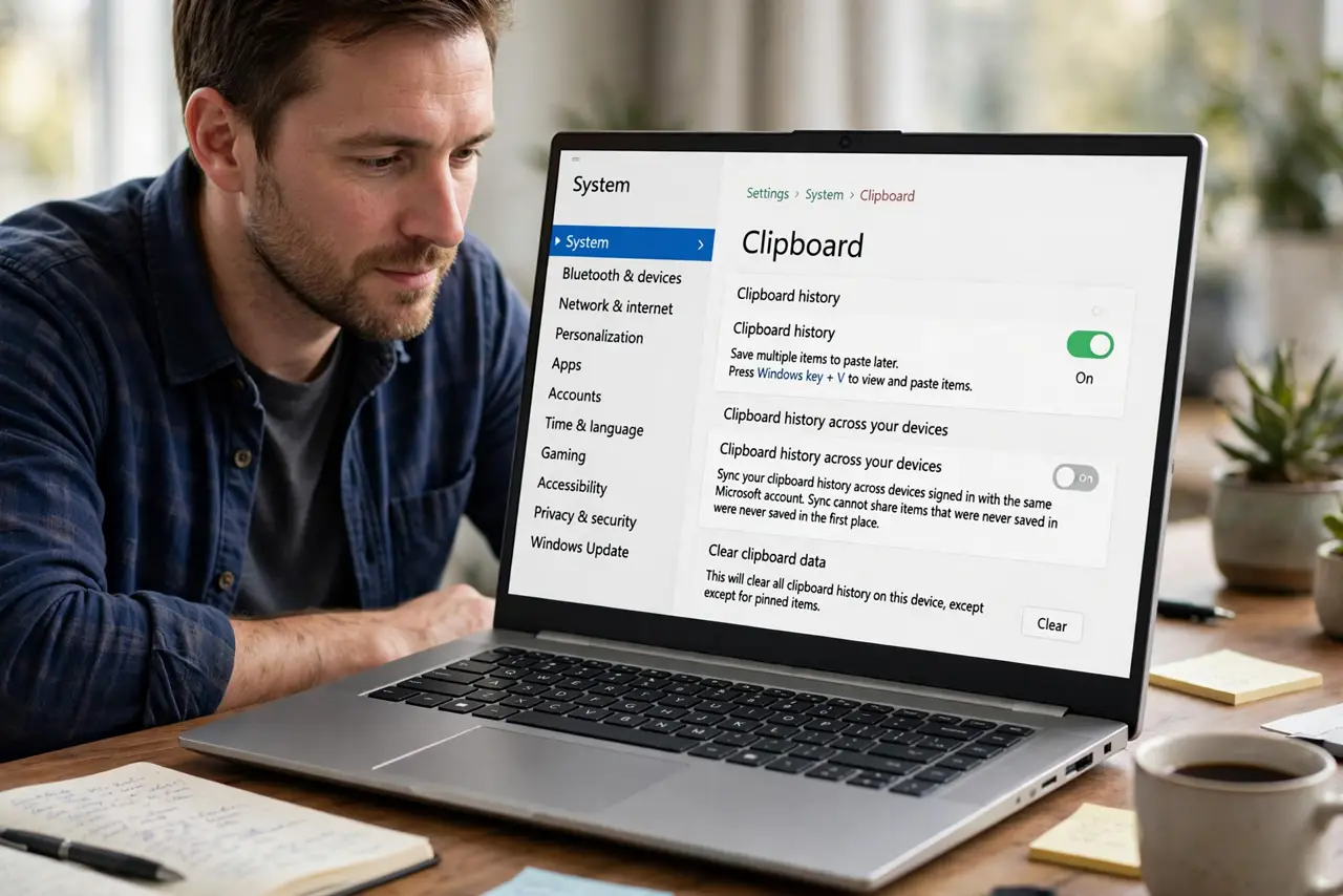 Clipboard Sync Fails Across Devices? Fix It — step 1 being performed on the device.