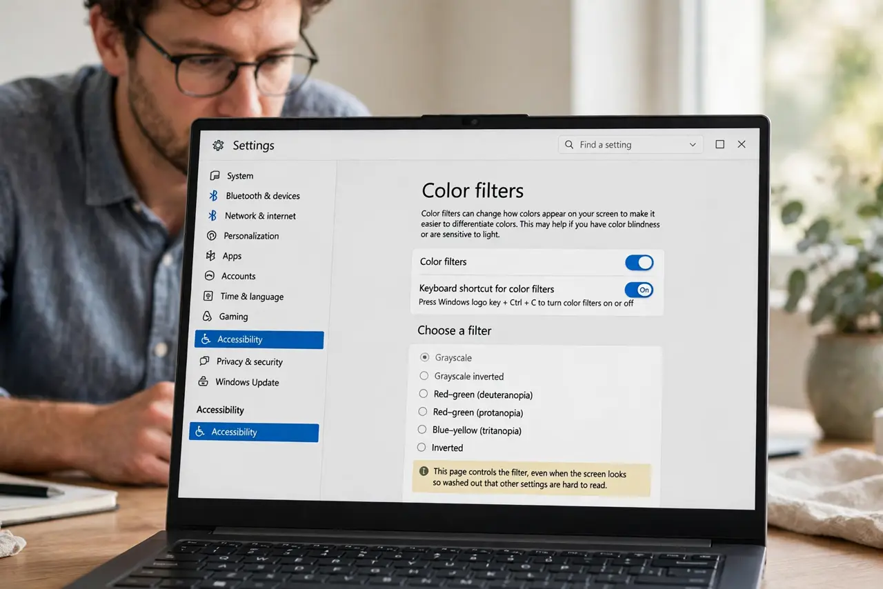 Color Filters Wash Out Your Screen? Fix It — step 1 being performed on the device.