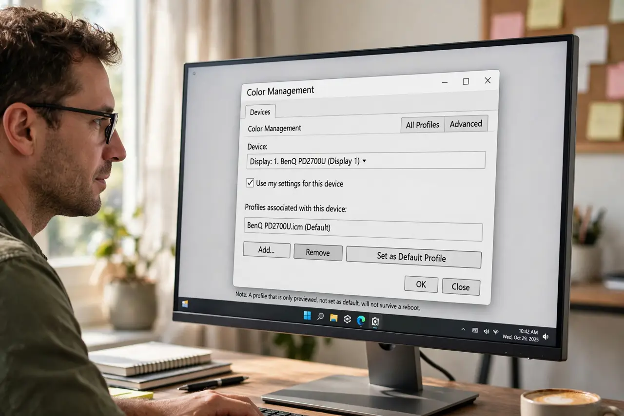 Your Color Profile Resets After Every Reboot — step 1 being performed on the device.