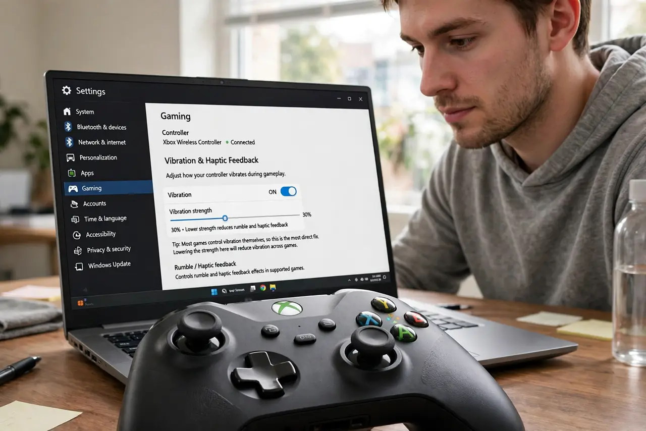 Controller Vibration Too Strong? Tone It Down — step 1 being performed on the device.