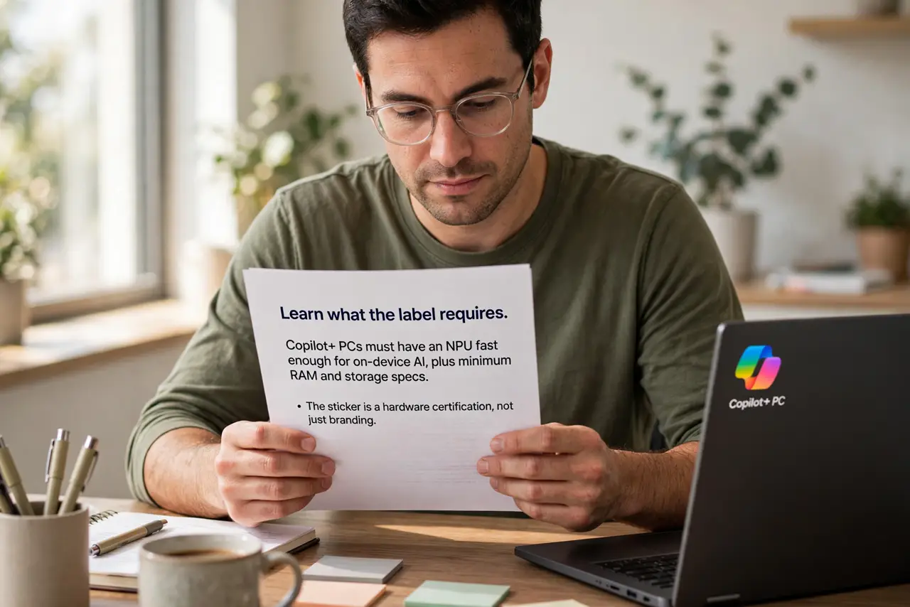 A person performing the first step of the guide: Learn what the label requires.