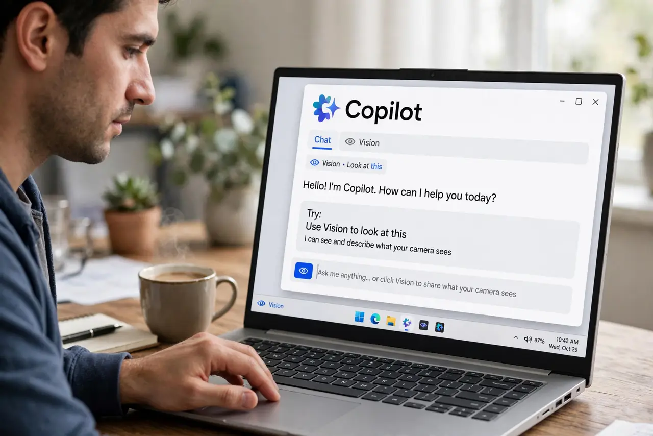 A person performing the first step of the guide: Open Copilot first.