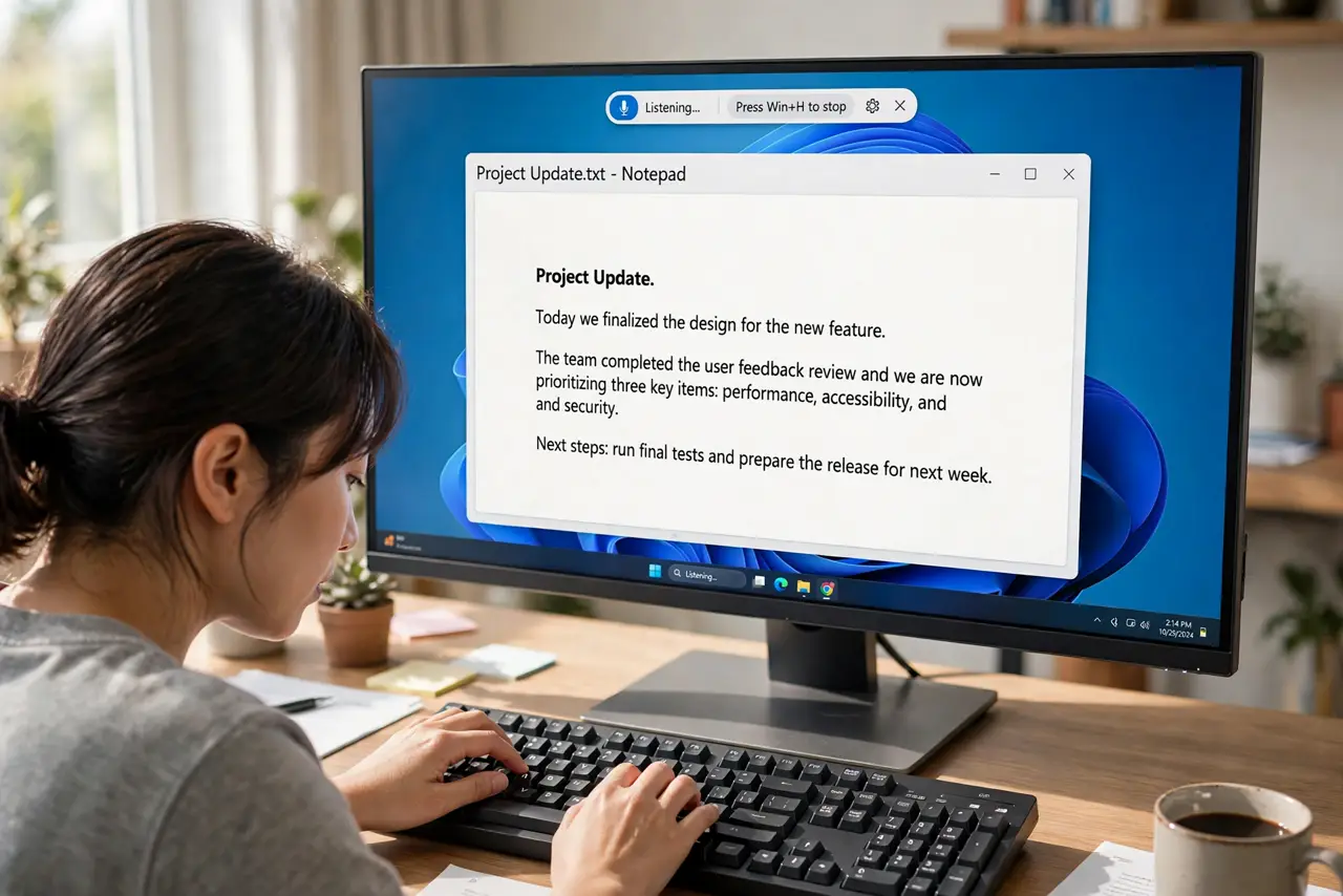 A person performing step 1: Start dictation.