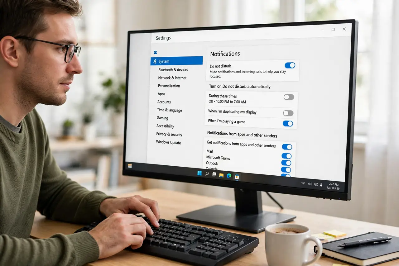 A person performing step 1: Open Notifications settings.