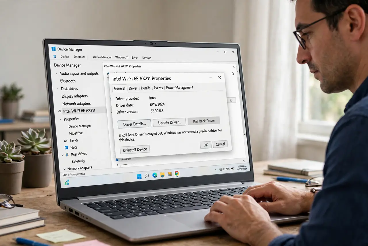 Driver Rollback Is Grayed Out? What to Do — step 1 being performed on the device.
