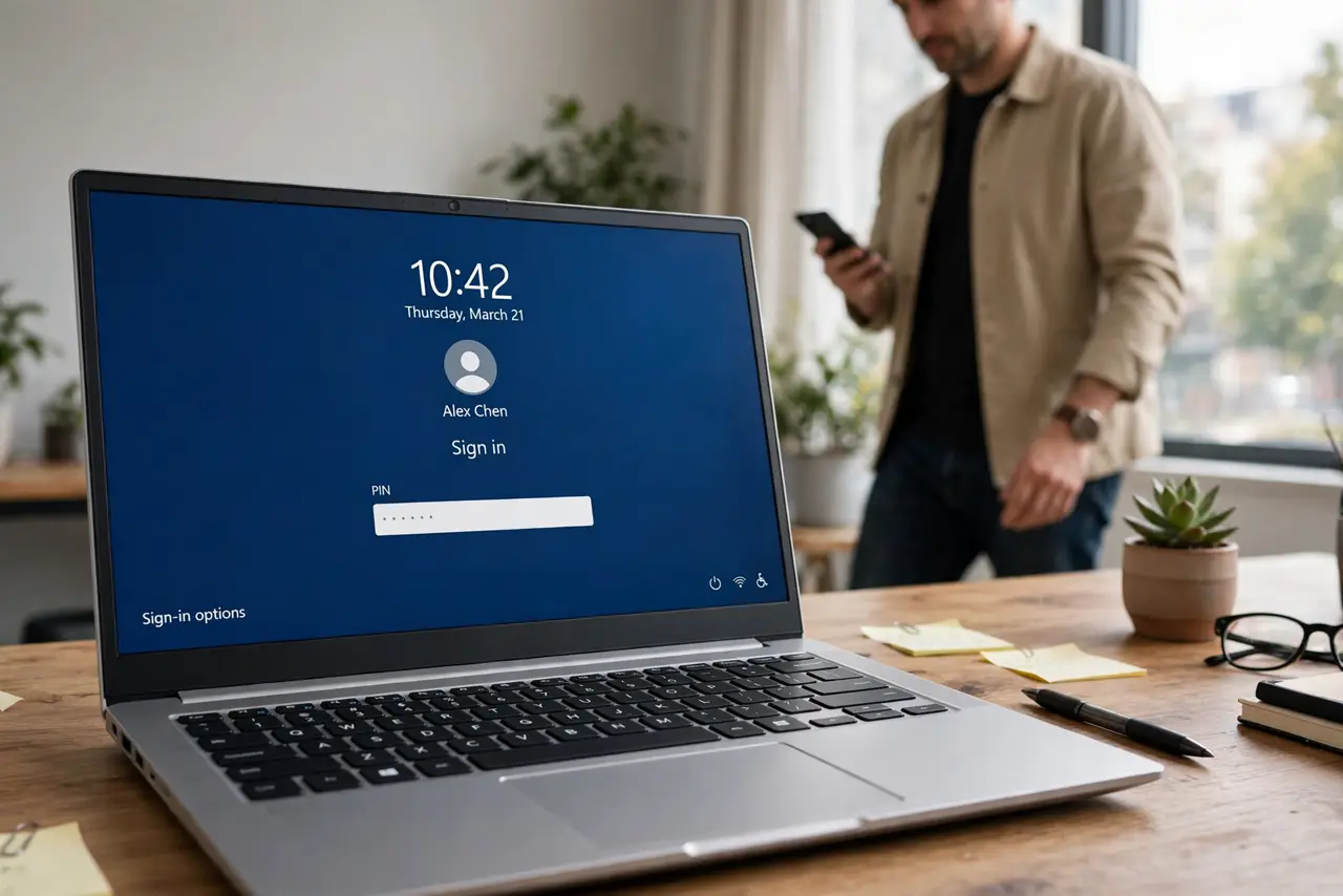 Dynamic Lock Locks While You Are Still There — photo showing the situation described in the guide.