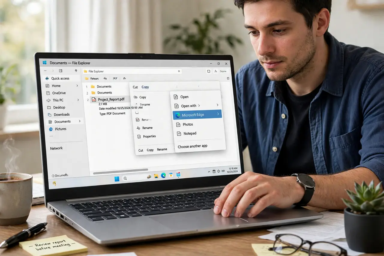Open the PDF in Edge.
