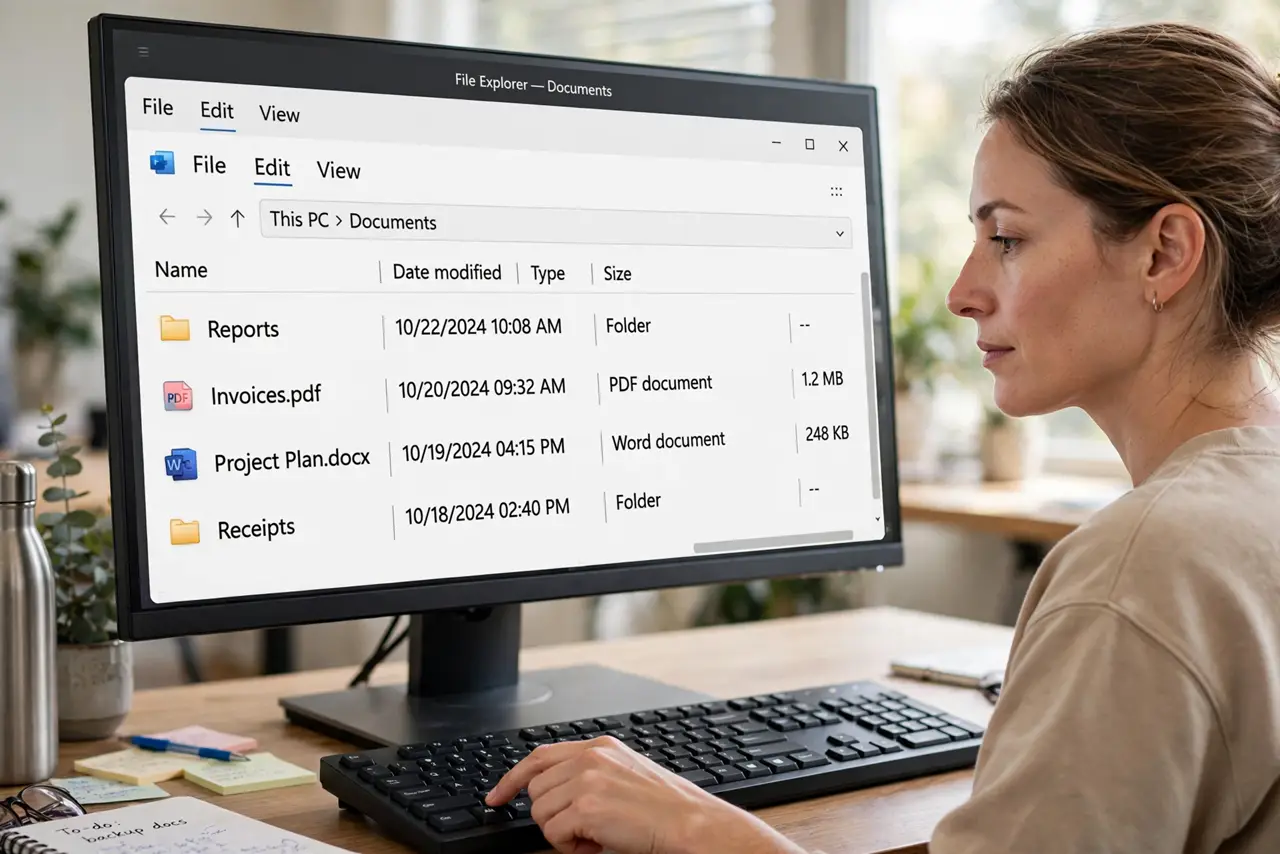 A person performing step 1: Press Alt in File Explorer.