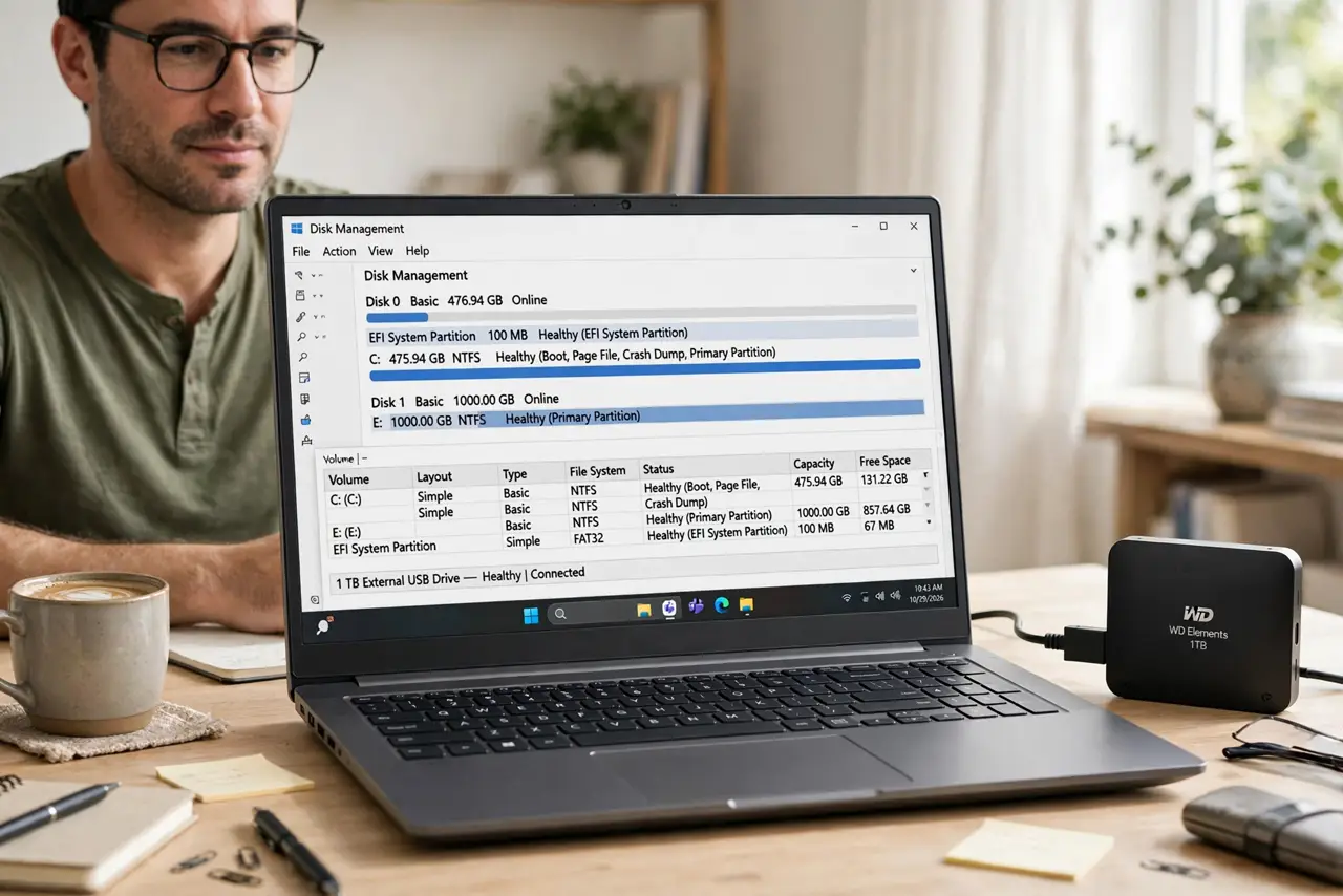 External Drive Shows the Wrong Size? Fix It — photo showing the situation described in the guide.