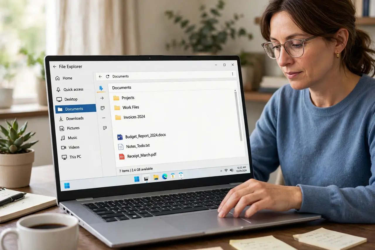 File Extensions Hidden on Windows? Show Them — step 1 being performed on the device.
