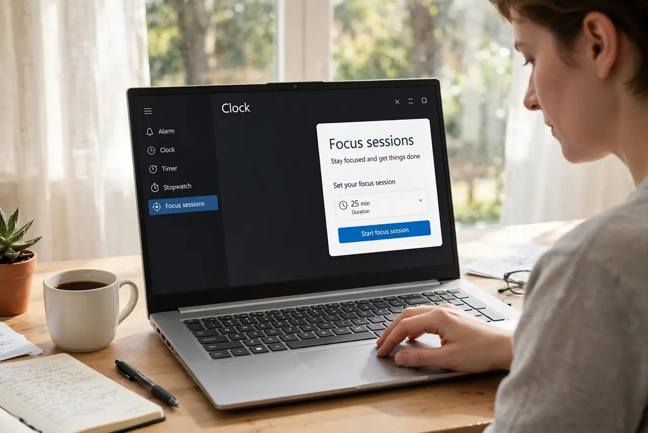 A person carrying out step one: open focus sessions.