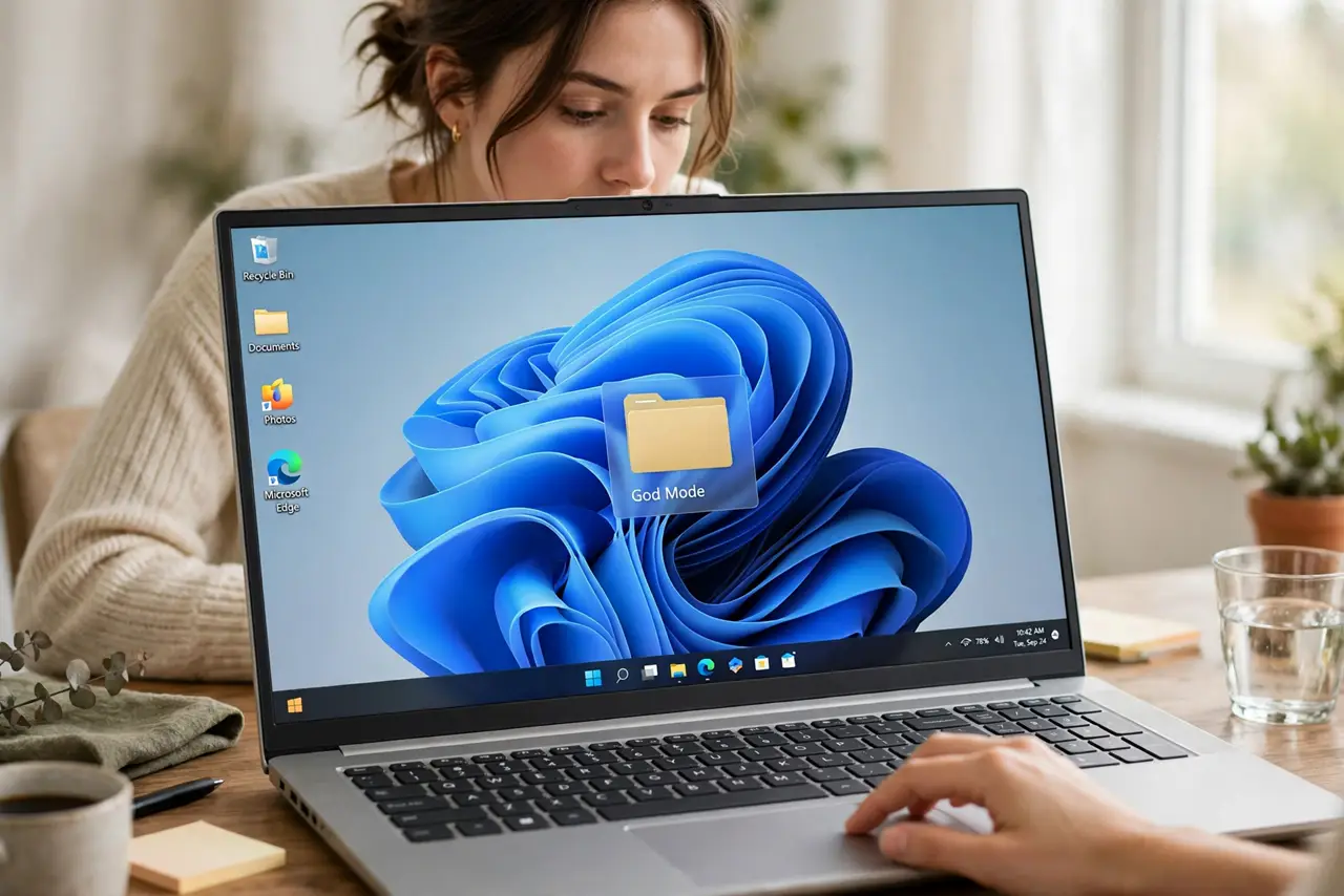 A person carrying out step one: create the folder.