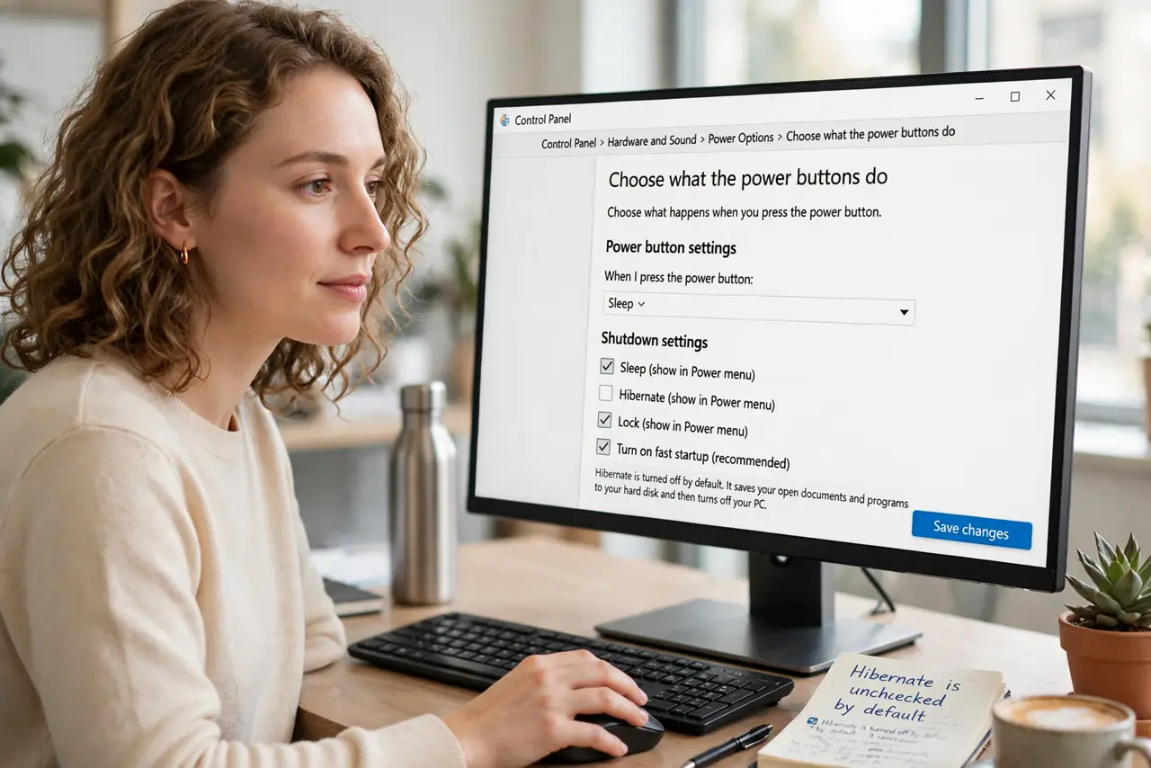 A person performing the first step of the guide: Open the power button settings.