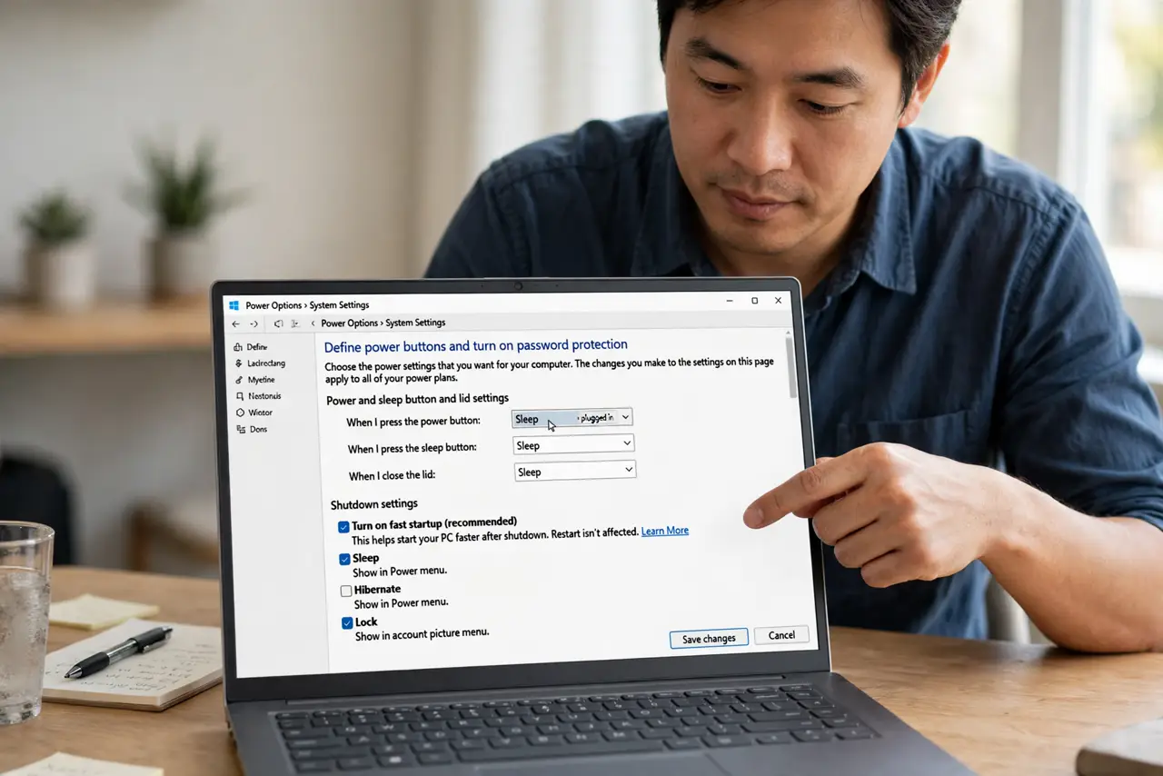 The Hibernate Option Is Missing on Windows — step 1 being performed on the device.