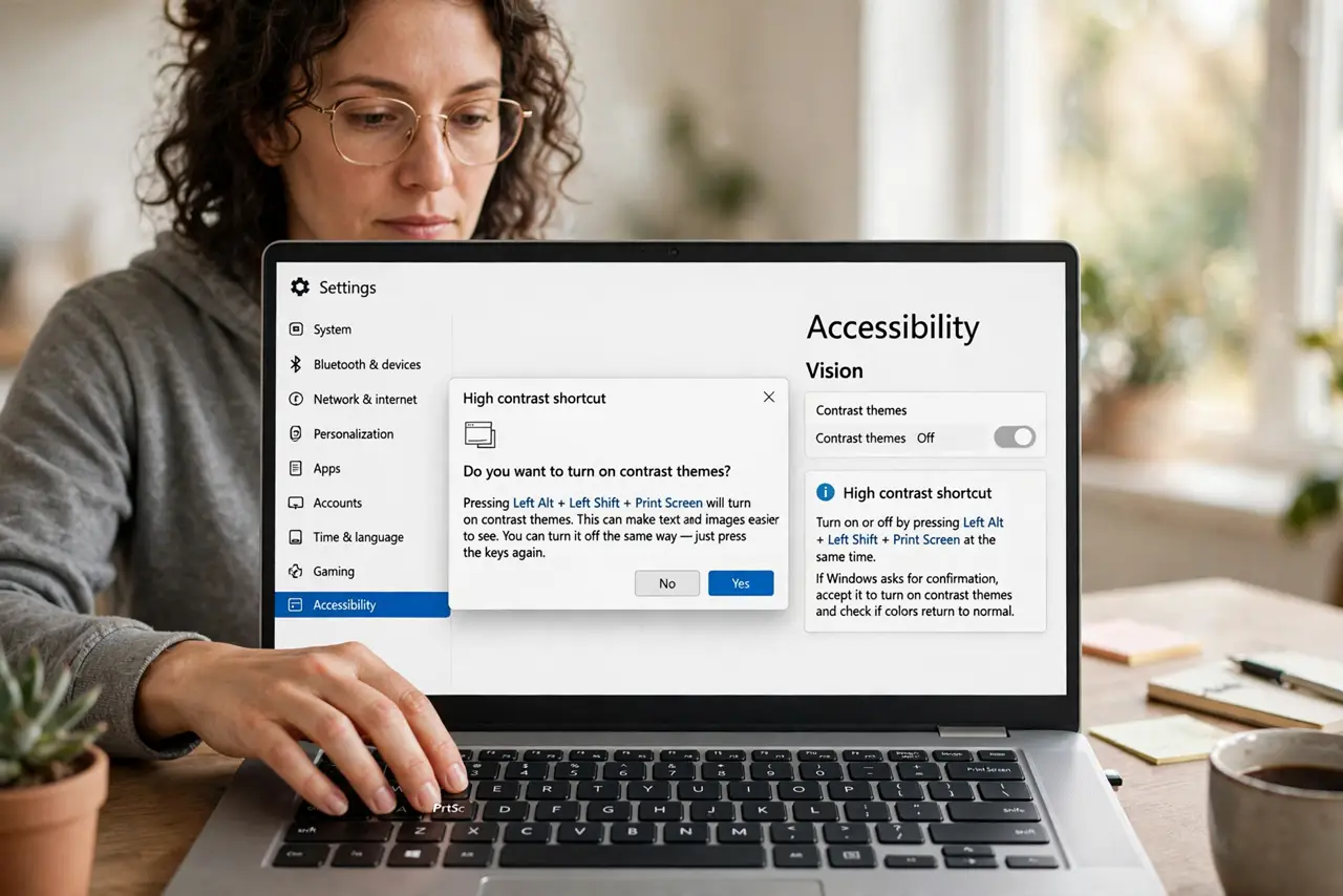 High Contrast Mode Will Not Turn Off? Fix It — step 1 being performed on the device.